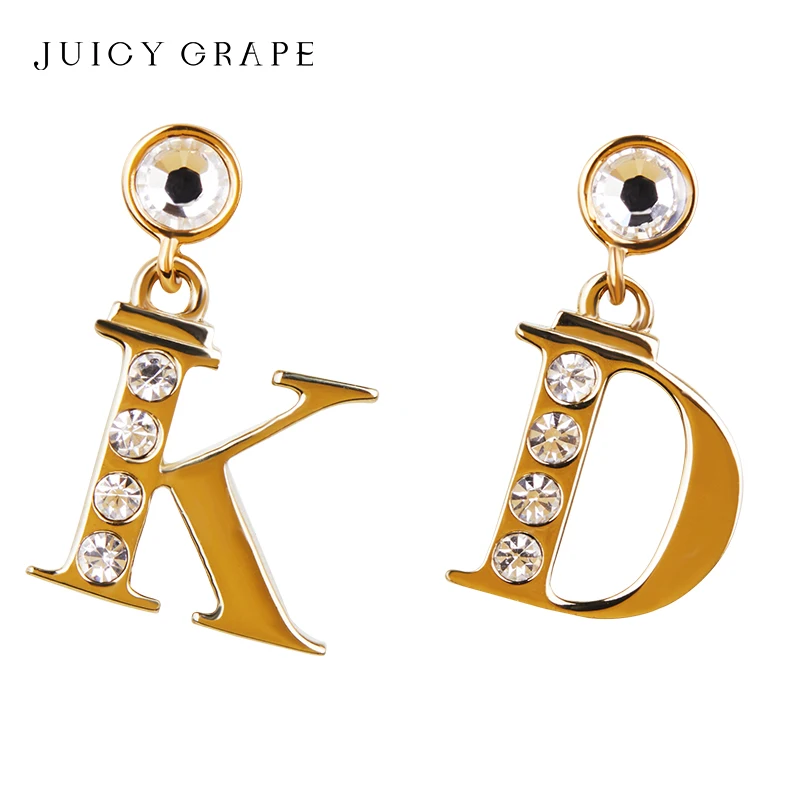 Letter D K with Zirconia Earrings 925 Silver Needle 18K Gold Plated High Quality Jewelry Piercing Ear Drop Wedding Party Gifts