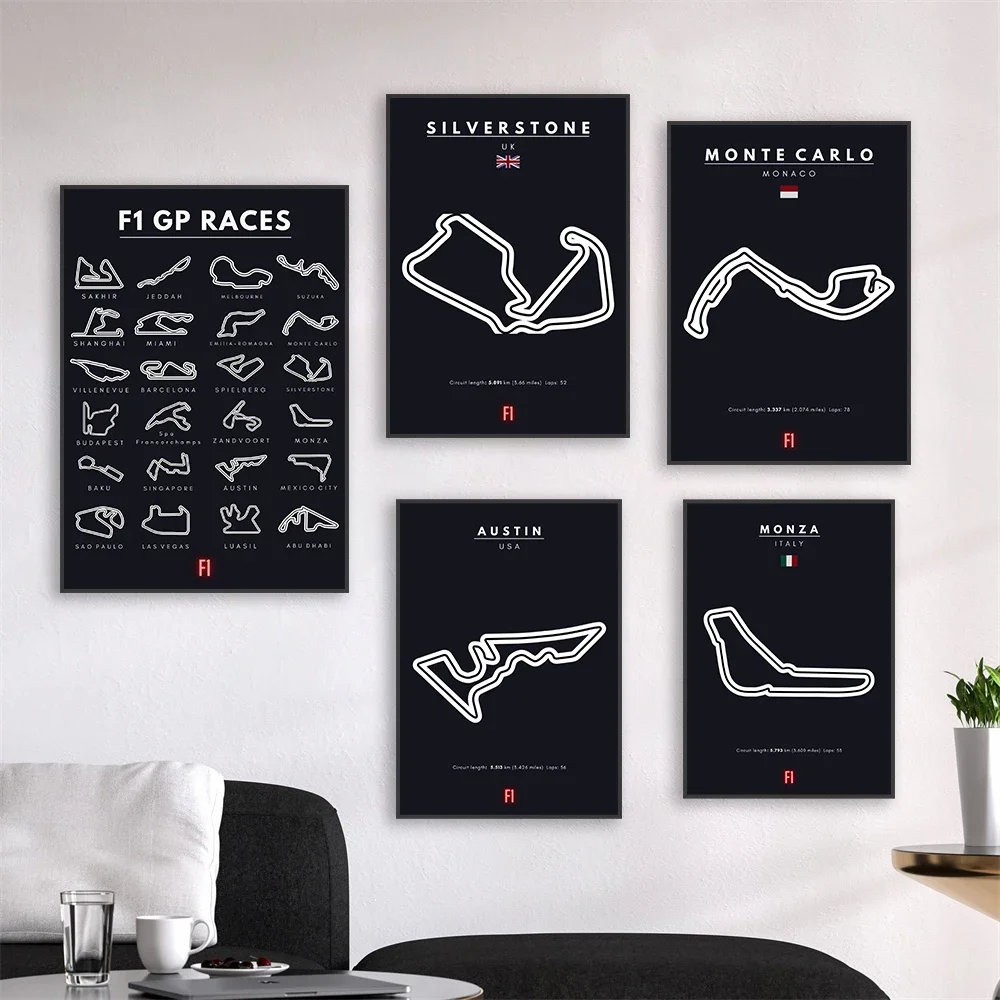 Плакат-f1-24-circuits-f1-grand-prix-f1-circuits-formula-1-gp-Плакат-с-принтом-f1-Настенная-живопись-на-холсте-Домашнее-украшение-игровой-комнаты