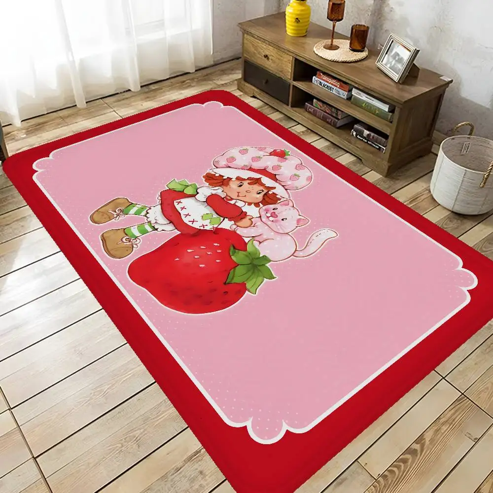Animated S-Strawberry S-Shortcake Door Mat Washable Non-Slip Living Room Sofa Chairs Area Mat Kitchen Doormat Area Rug