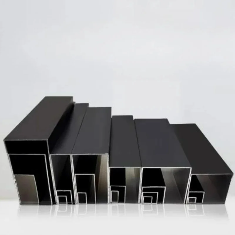 1/2Pcs 500mm Black Aluminum Square Pipe Rectangular Tube Lightweight Durable Decoration Outdoor 8x8-30x30mm