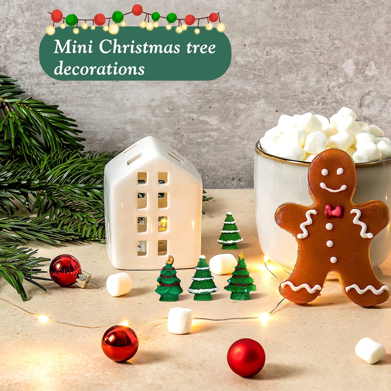 

30Pcs Resin Christmas Tree Ornaments Realistic Microlandscape Decor Home Garden Xmas Gift Christmas Miniature Tree