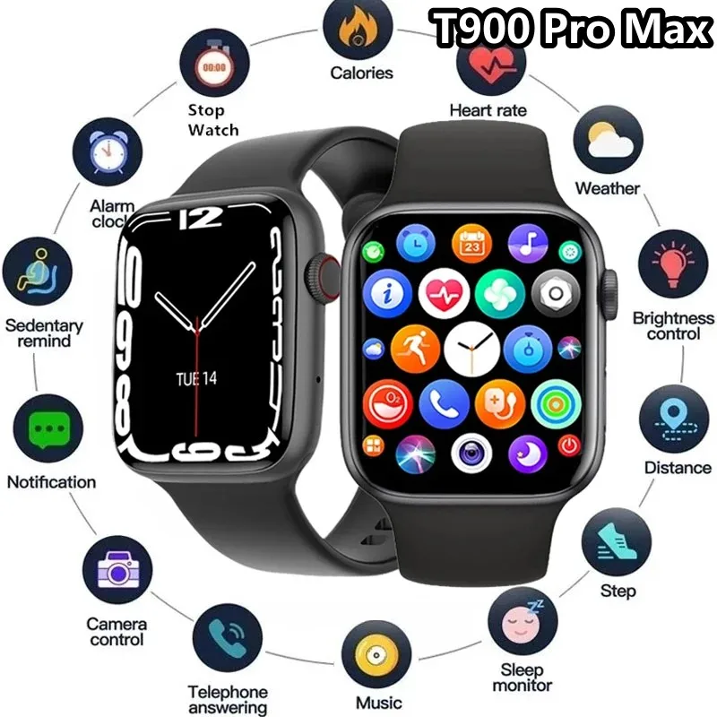 2025 New Smart Watch T900 Pro Max Series8 Smartwatch 1.8inch Bluetooth Call Heart Rate Women Men Series 8 Smartwatch PK X8 Max