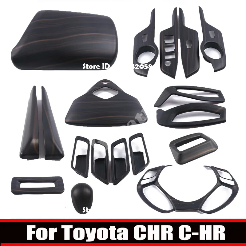For Toyota C-HR CHR 2016 - 2022 Wood Grain Inner Window A Pillar Decor Panel Ceiling Roof Reading Lights Lamp Cover Accessories