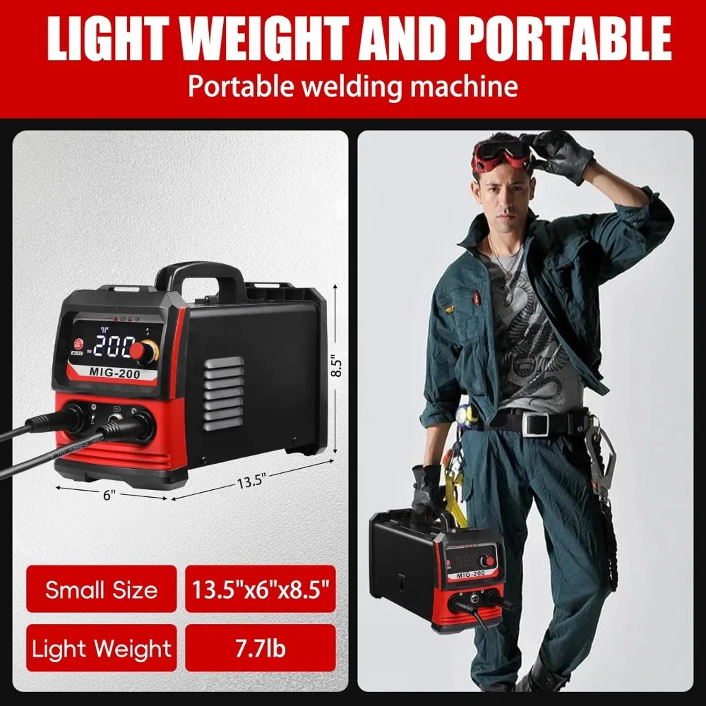 MIG200 Electric Welding Machine,Flux MIG/LIFT TIG/Stick 3 in 1 Multi Functional Welding Machine,IGBT Inverter Welder with LED Di