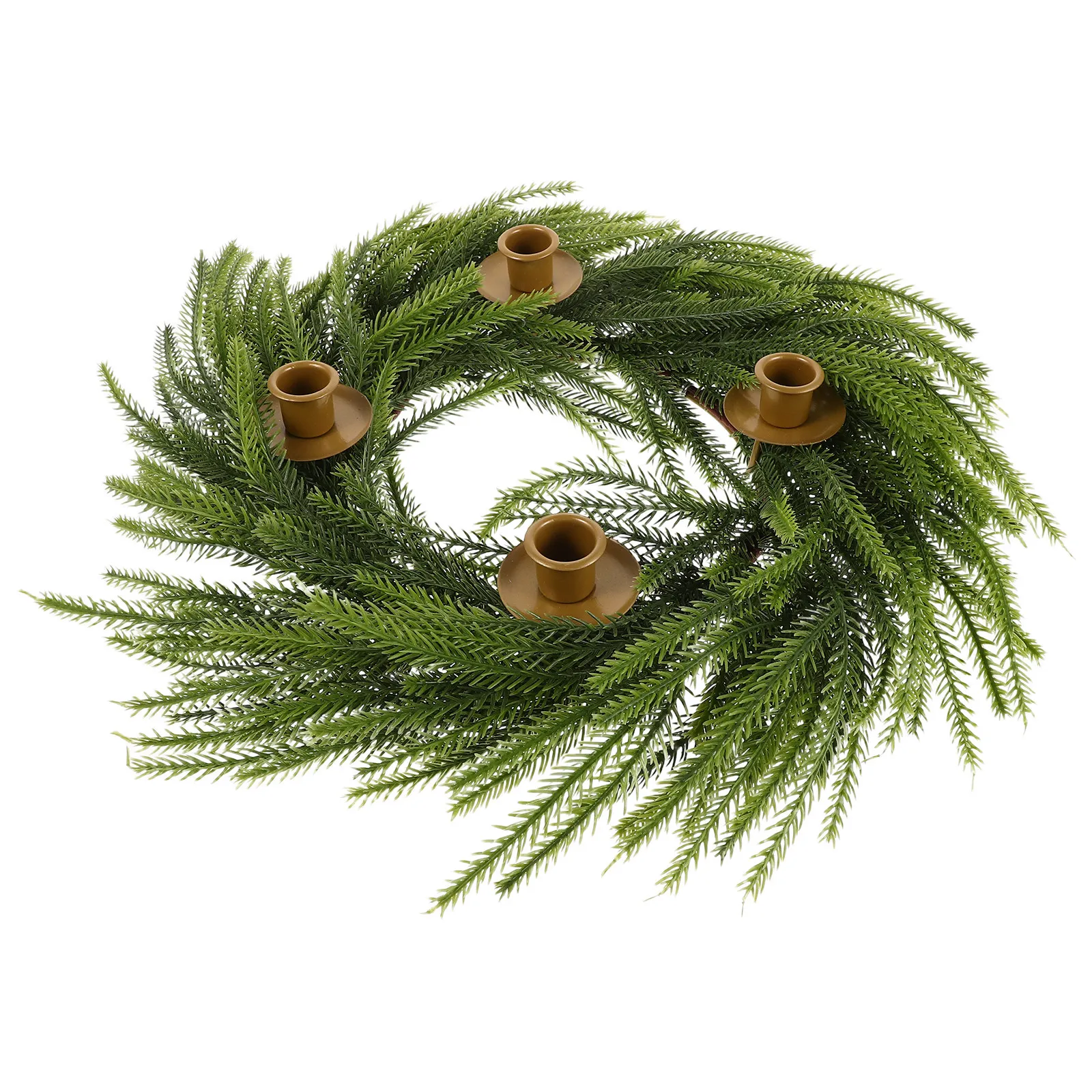 Festive Golden Wreath Ring Advent Season Centerpiece Holiday Table Decor Wreath Holder for Mantel Dining Room