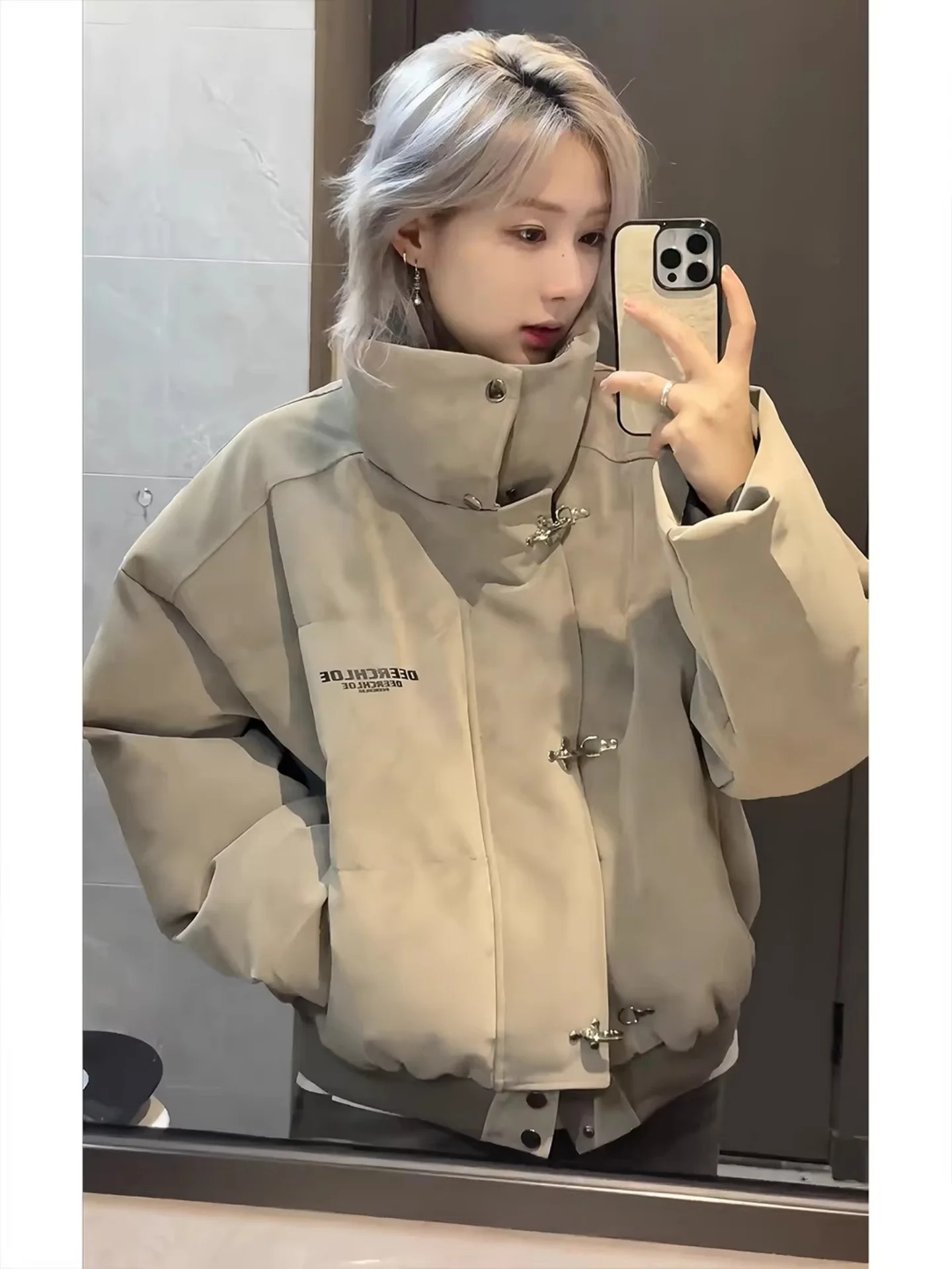 

Мужская теплая куртка из искусственной кожи с эффектом тай-дай и хлопковым наполнителем в американском уличном стиле, с коротким воротником, для зимы