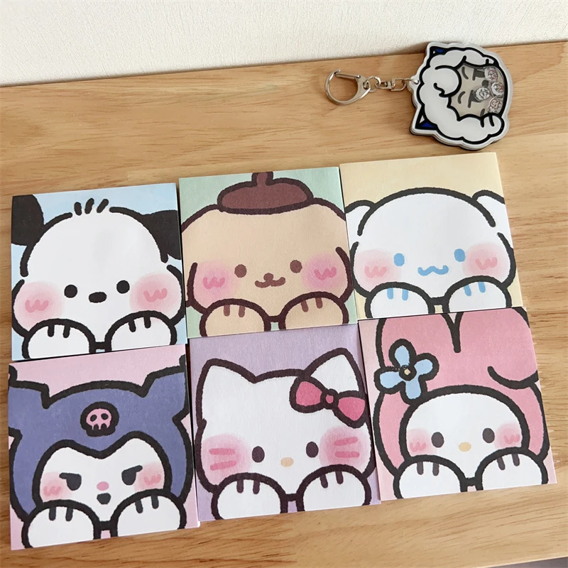 Sanrio Série Cartoon Avatar Sticky Notes, Melody Note, Papel decorativo, Estudante artigos de papelaria, Bonito Estilo Ins, 50pcs por livro