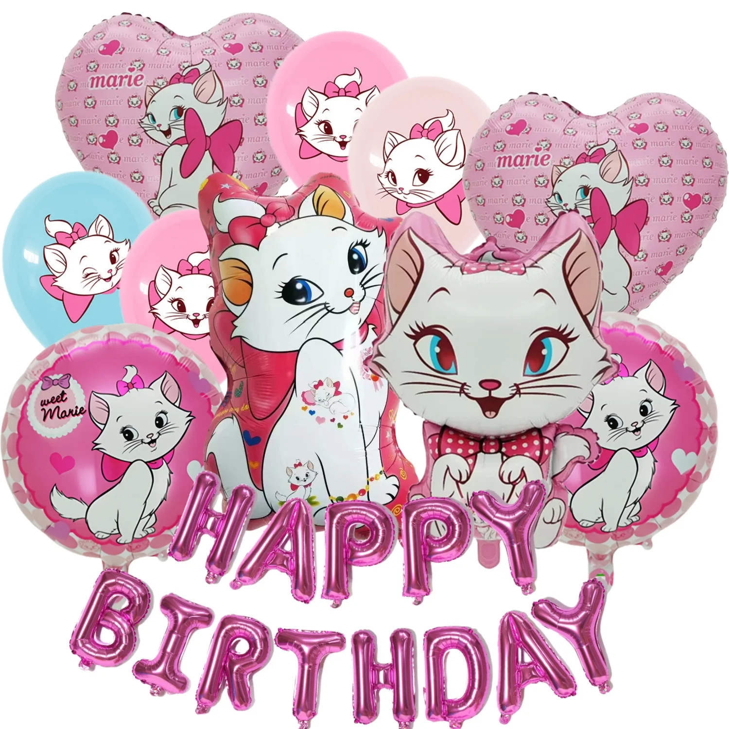 

Cat Marie Birthday Balloons Marie Cat Disney Happy Birthday Balloons Decoration Set Foil Lots Globlo Supplies Girls Party Favors