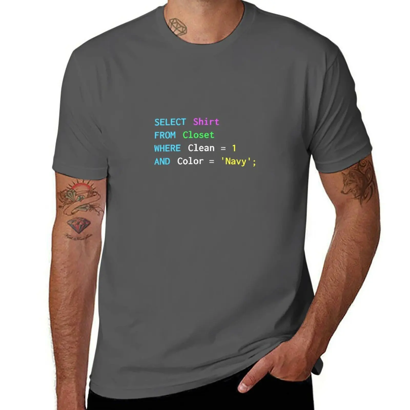 Diseño divertido de SQL para programadores de SQL, DBA, administradores de bases de datos, camiseta con estampado de moda, informal, de manga corta