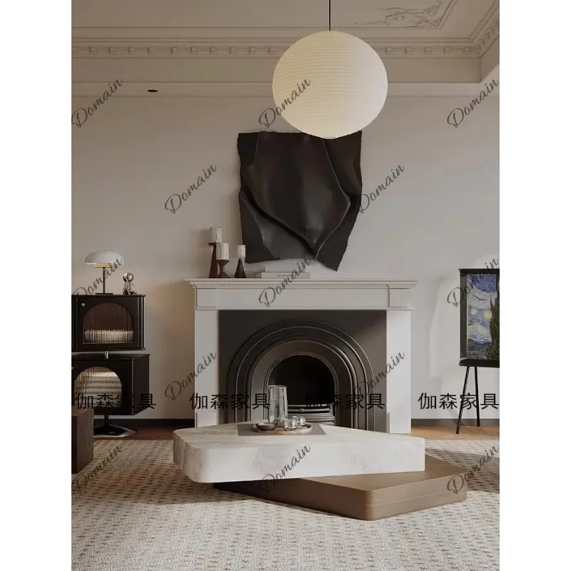 BX Jane European Arched Solid Wood Fireplace Decorative Cabinet French Simple Curved Fireplace Background Wall Retro Entrance