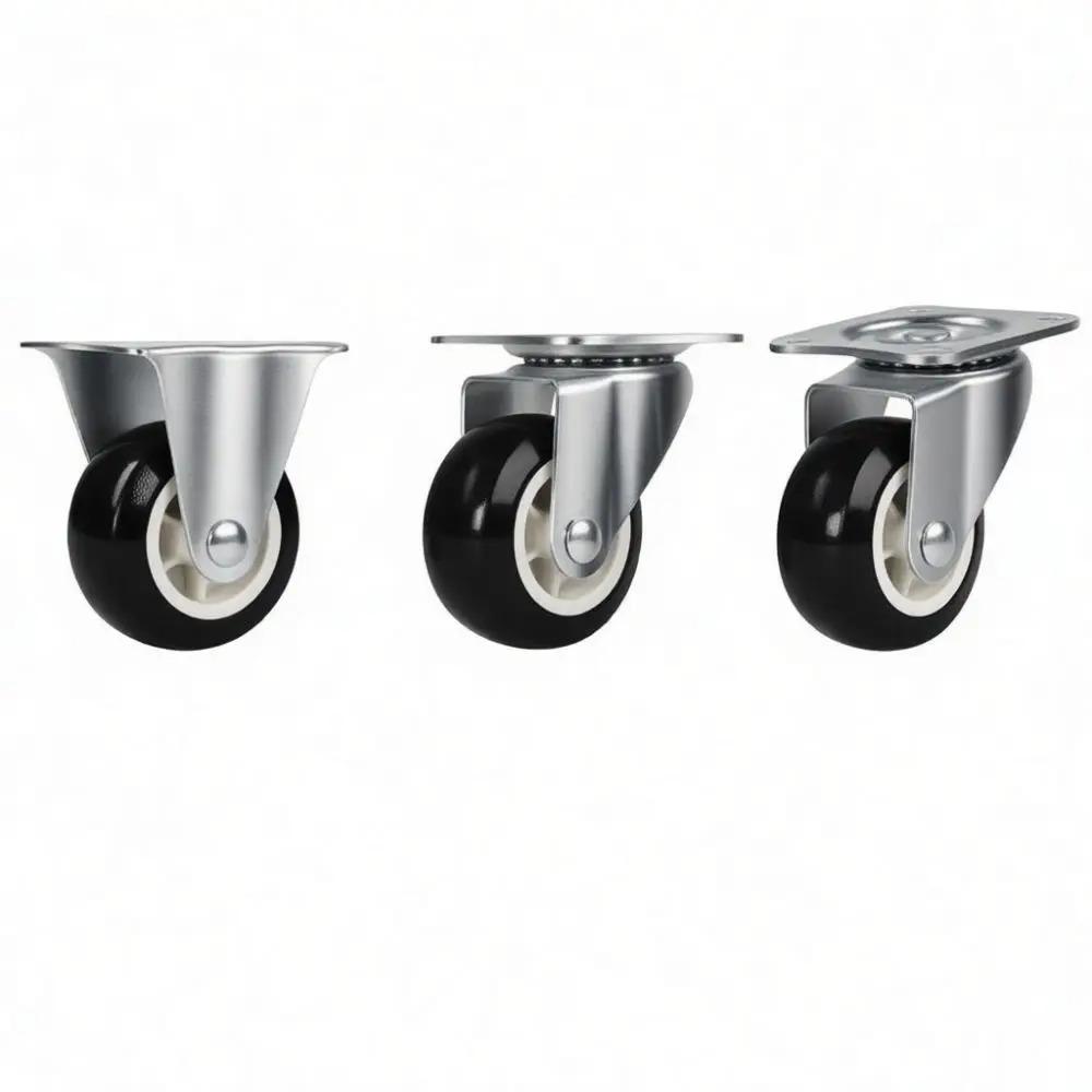 Furniture Replacement Caster Wheels 1 3 Inch Mute Rollers Swivel With Brake Heavy Duty Silent Rubber Cart Castors Parts