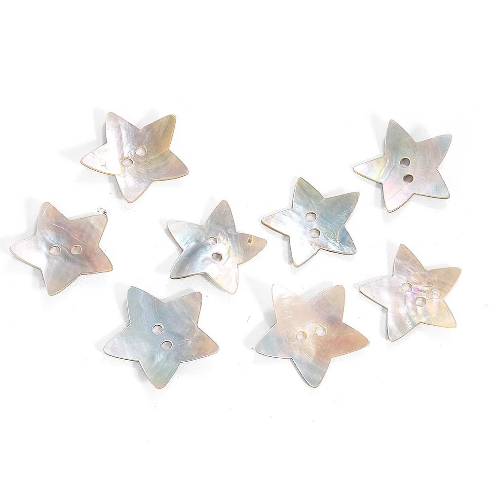 30PCS Natural Shell Botões Mãe de Pérola Botão Estrela 2 Buraco Artesanato DIY Roupas Costura Suprimentos Scrapbooking Embellishments