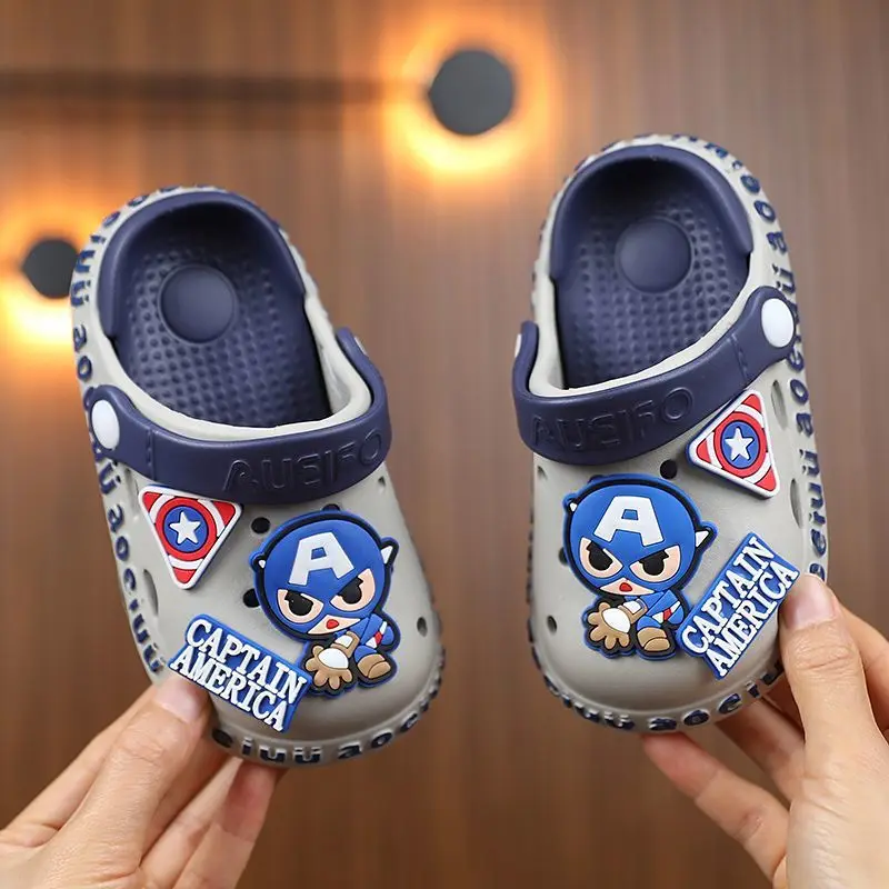 Summer Children Home Sandals Baby Boy Girl Cartoon Captain America Spider Man Kids Slippers Indoor Outdoor Non Slip Beach Shoes