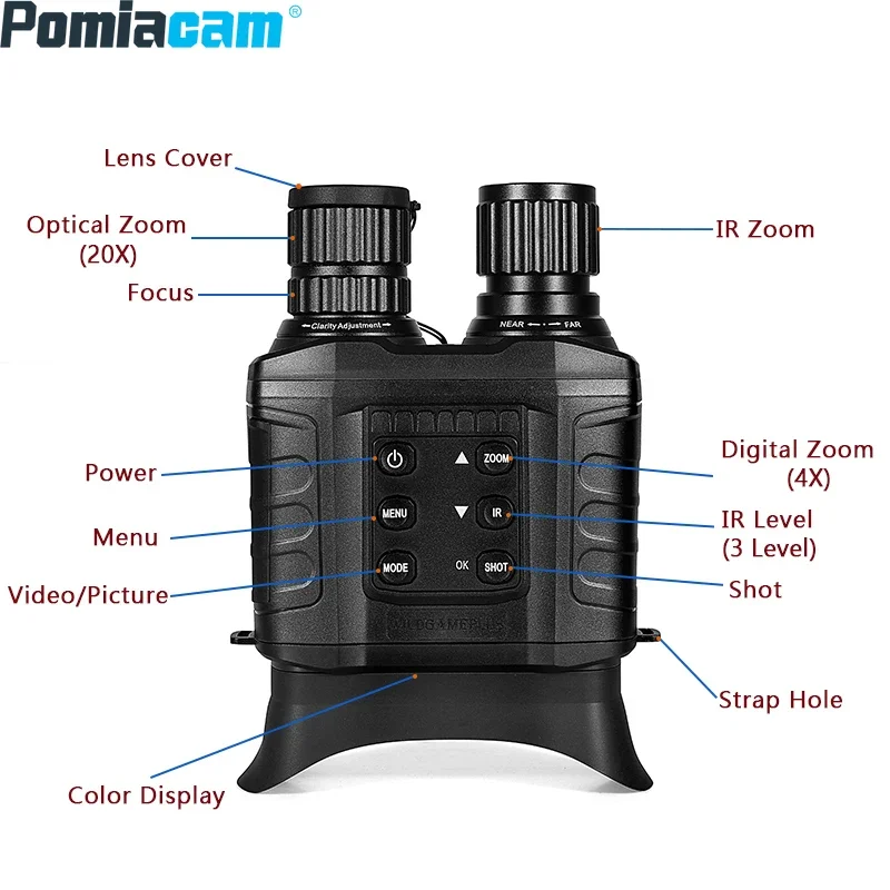 

WG550B large-screen Infrared digital night vision binoculars with adjustable USB cable focus and 300-meter visibility 8MP 1080P