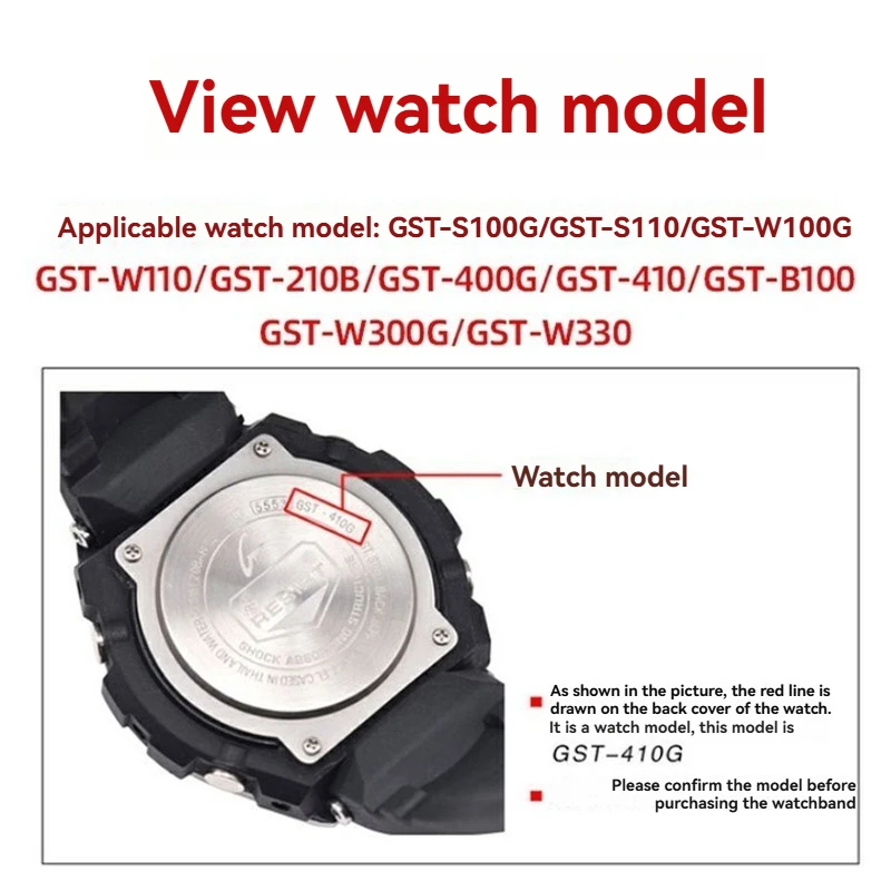 Resin Silicone Watch Strap For Casio Steel Heart GST-B100/410/W100/S110/W300/210 Watchband Men's Waterproof Sports Wristband view 4