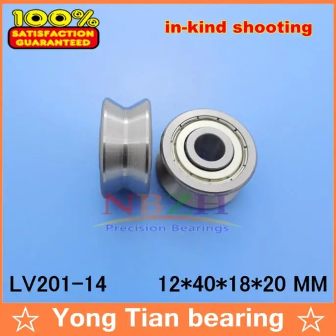 NBZH bearingV Groove Guide Roller Bearings LV201-14 ZZ 12*40*18*20(Precision Double Row balls) ABEC-5