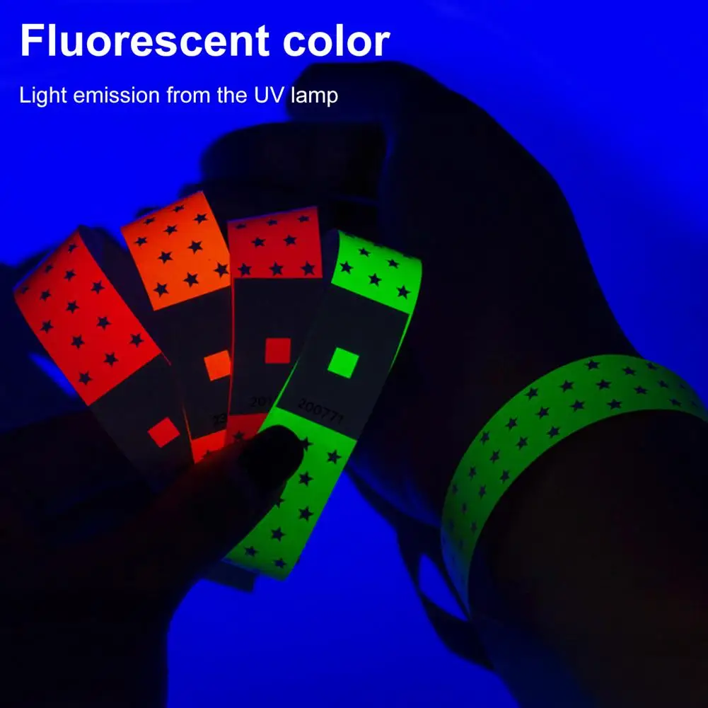 100 Pcs Star Disposable Wristbands Synthetic Paper Fluorescent Wristband Waterproof Event Identification Bracelets for Concerts