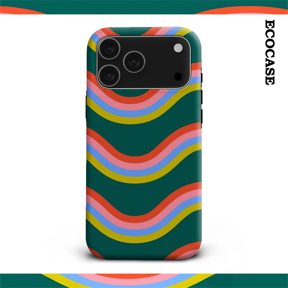 Retro Mehrfarbige Wellenlinien IPhone 17 Must-Haves Handyhülle für IPhone 17 16 15 14 13 12 11 Pro Max Plus Doppelschichtige Rückseite