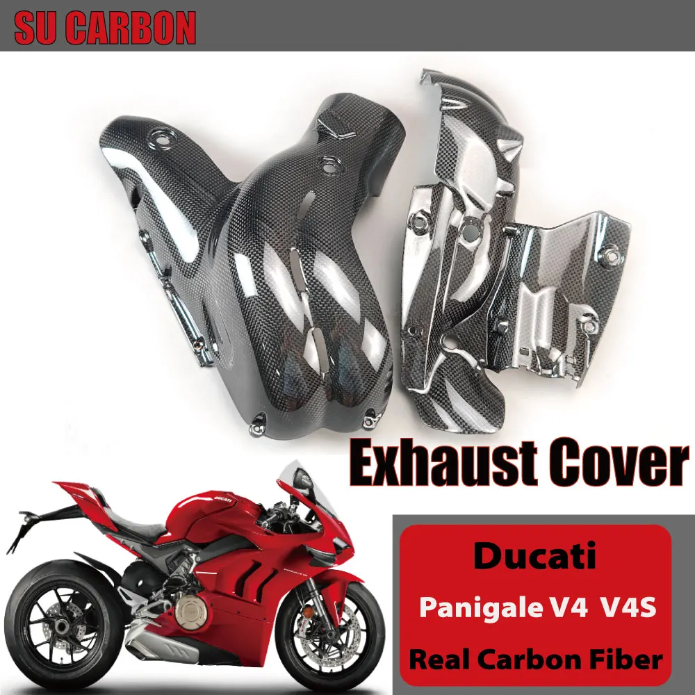 100% Real Carbon Fiber For Ducati Panigale V4 V4S，Streetfighter V4 Motorcycle Accessories Exhaust protection Cover Fairing