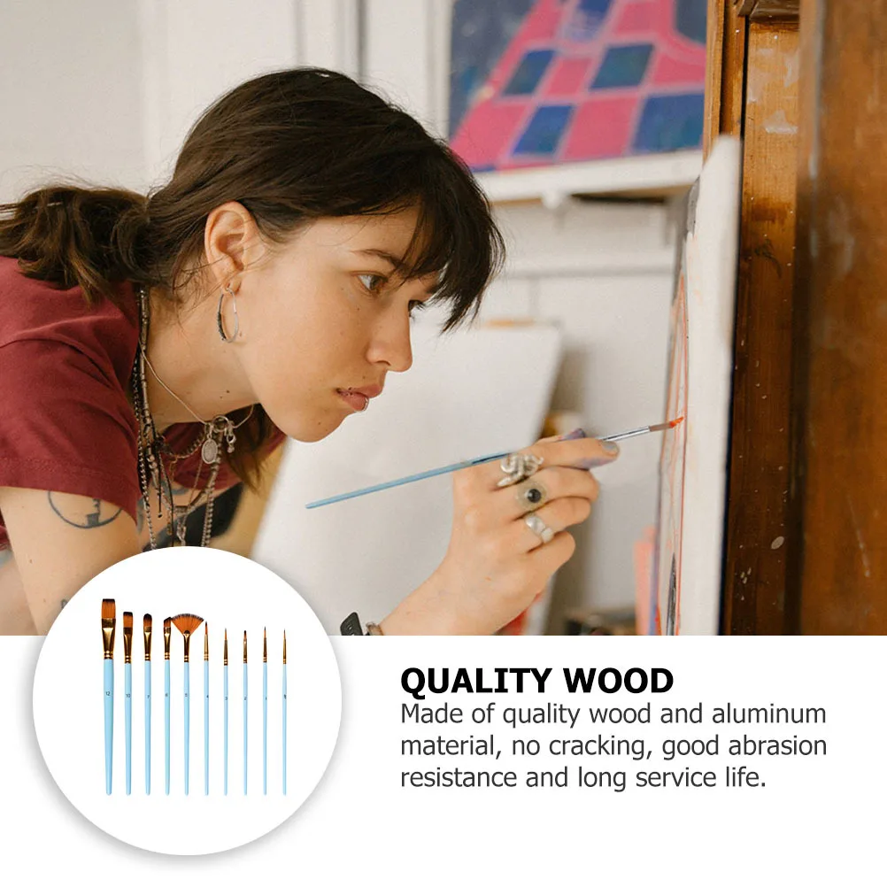 

10Pcs Double Color Artist Paint Brushes Nylon Hair for Oil Acrylic Watercolor Gouache Painting Gift Paint Brush