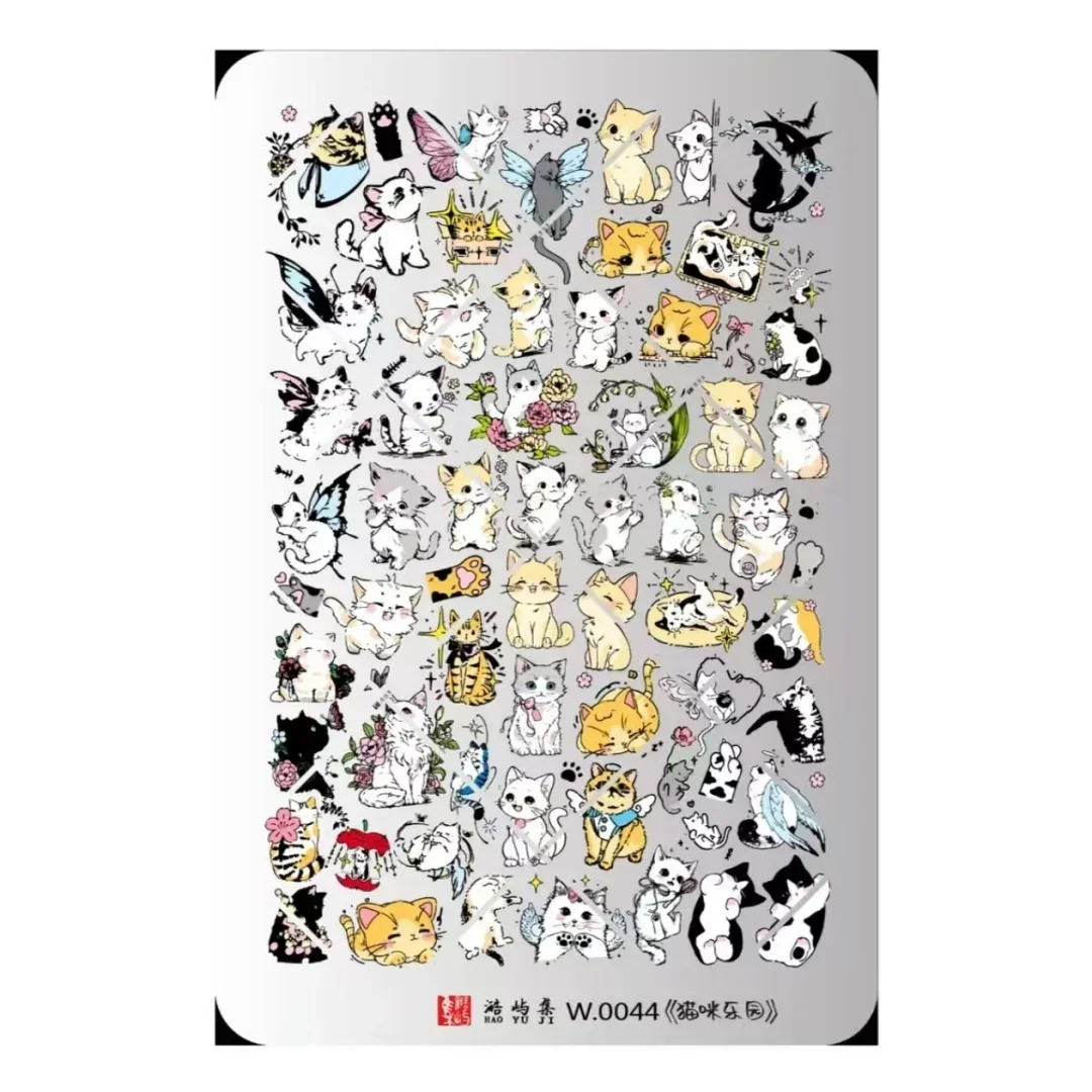 

1PC Cat Bowknot Lace Rabbit Nail Stamping Plates Line Printing Stencil Nail Stamp Templates Nail Art Tools