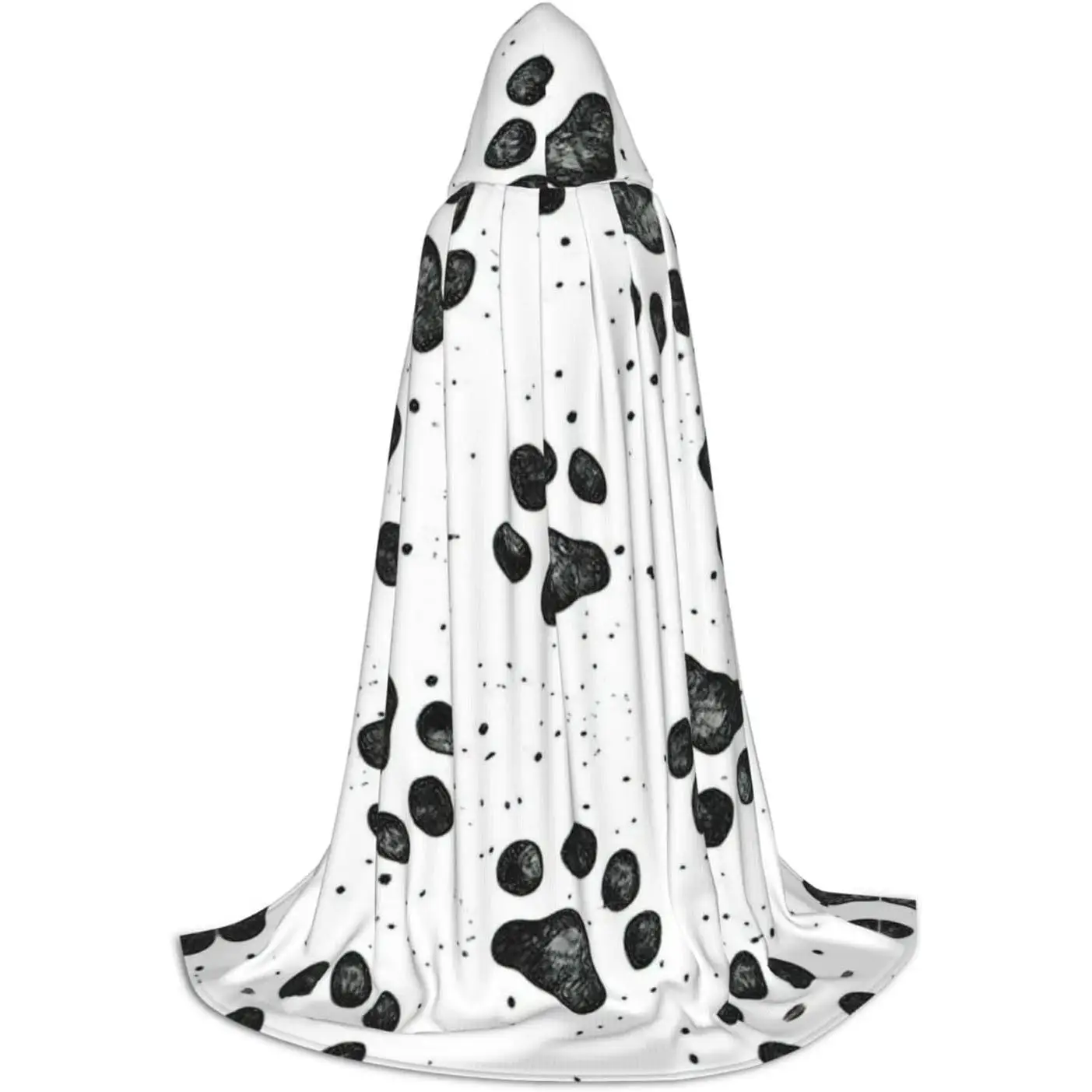 

Dog Paw Pattern Print Full-Length Hooded Cloak Unisex Cloak Witch Wizard Cape For Halloween Cosplay Party