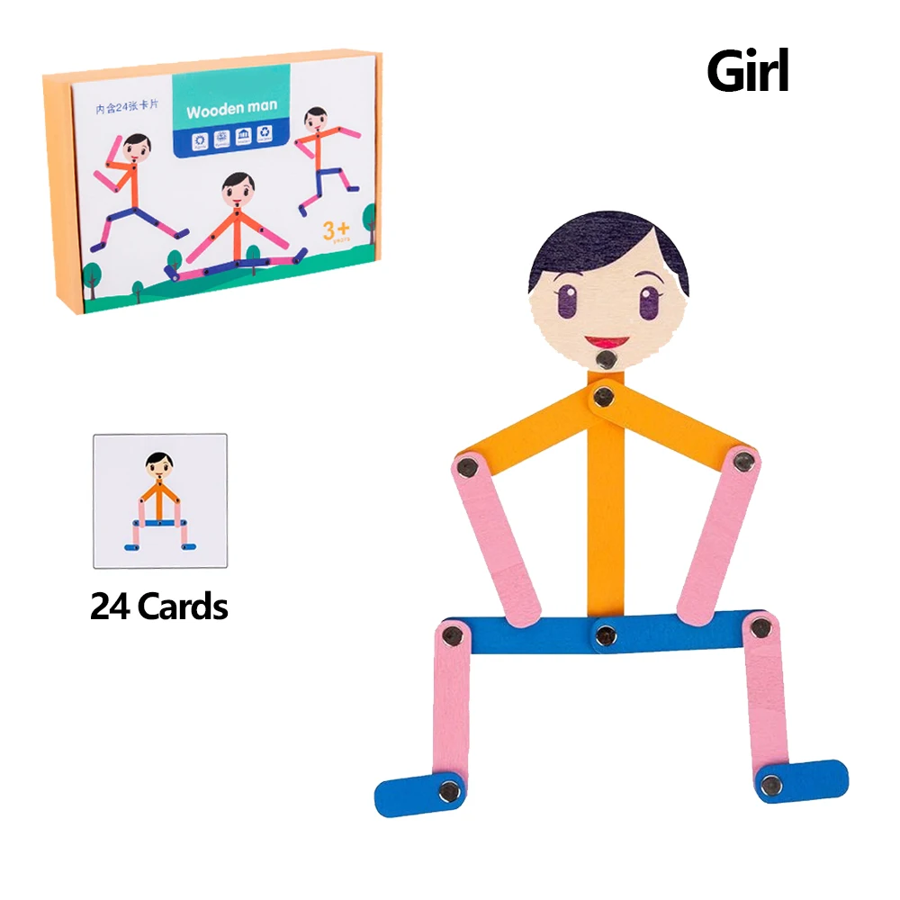 Sport Holz Mann Material DIY Puzzle Spielzeug Bretter Lernspiel frühes Lernen Spielzeug für Kinder Vorschule Feinmotorik Training – Detail 13