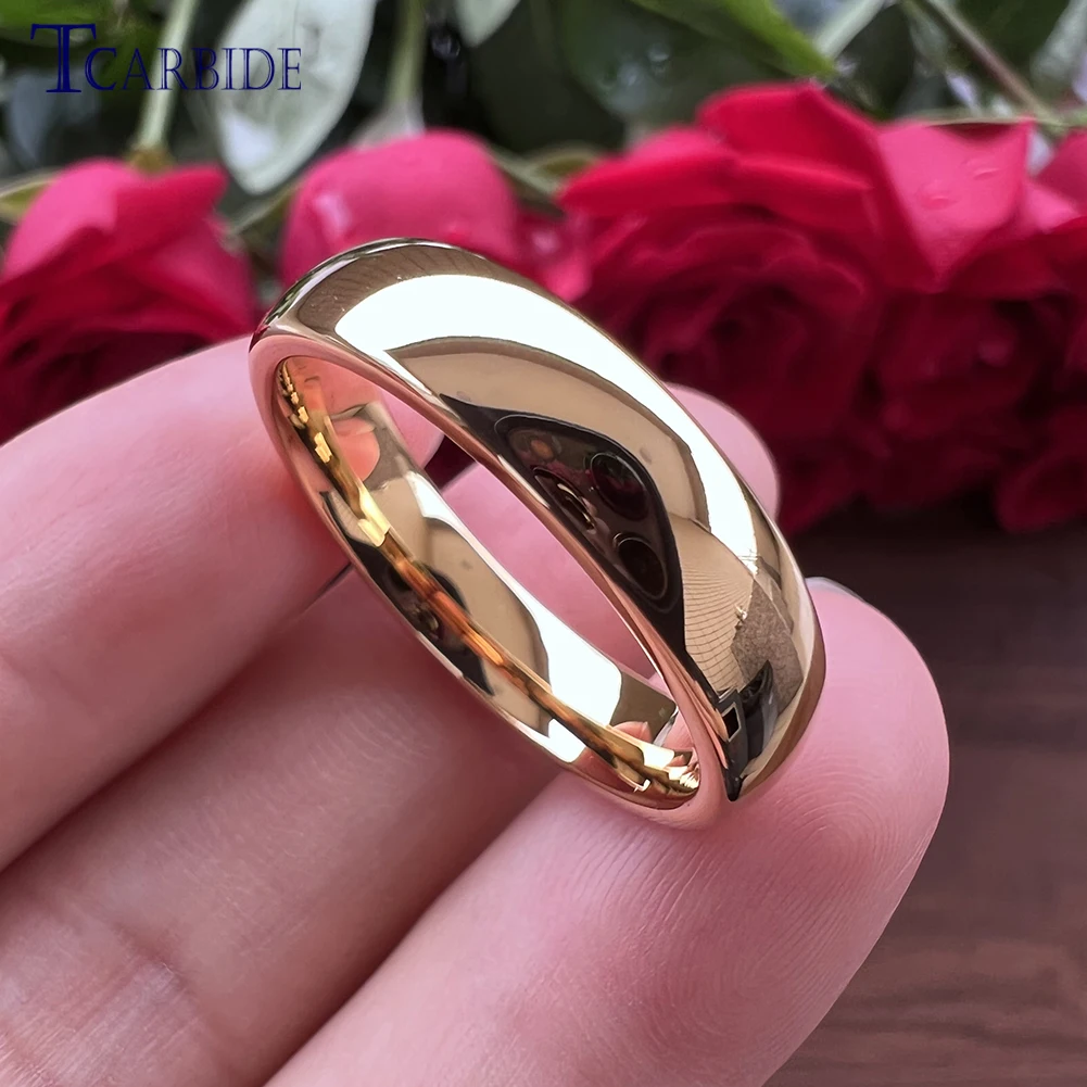 2/3/4/5/6/7/8/10MM Gold-Color Wedding Band Tungsten Carbide Ring For Men Women Domed High Polished Finish Classic Jewelry