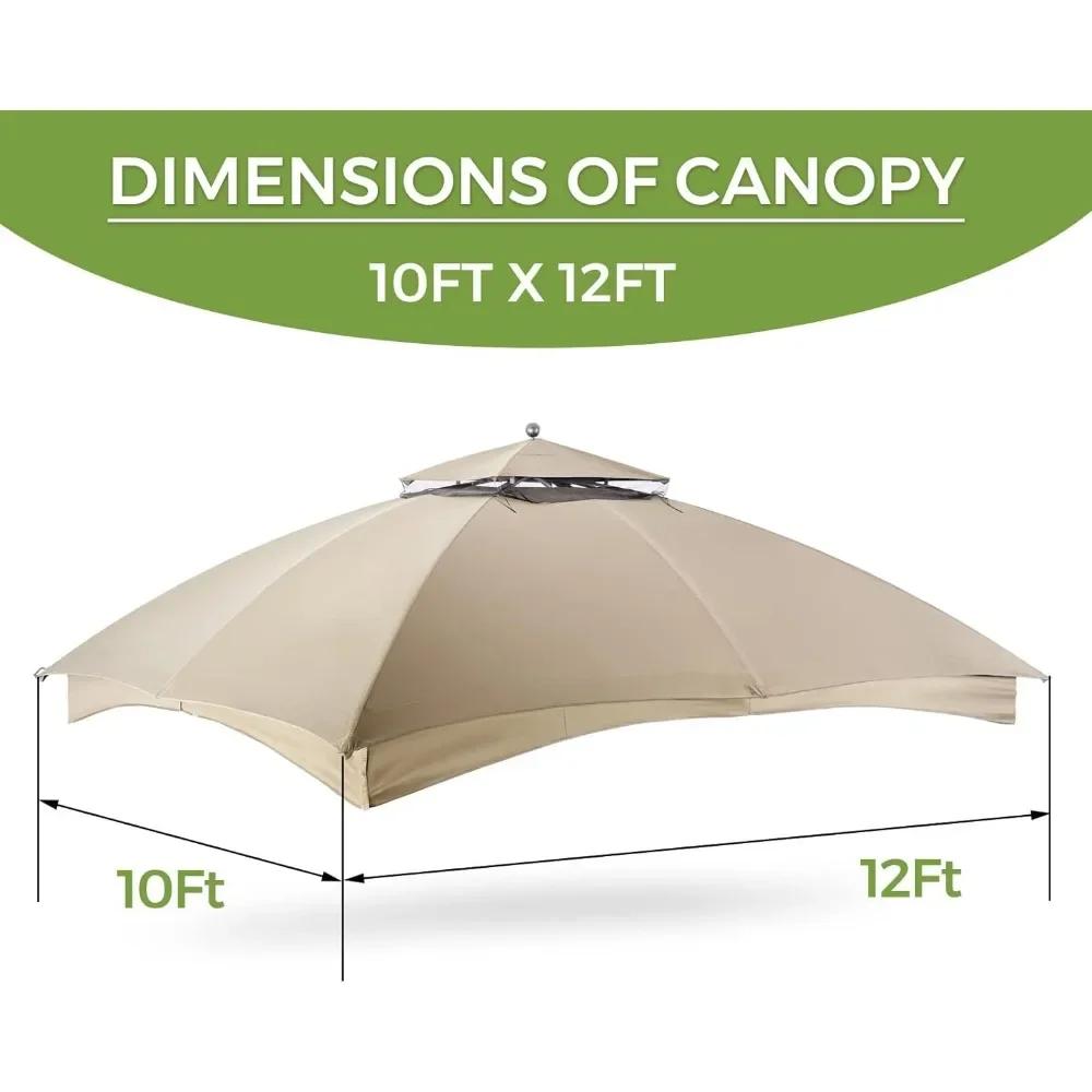 Gazebo Remplacement CanAmendments, Double Teir Sunshade, Polyester Soft Top Cover, 10 'x 12', 10x12'