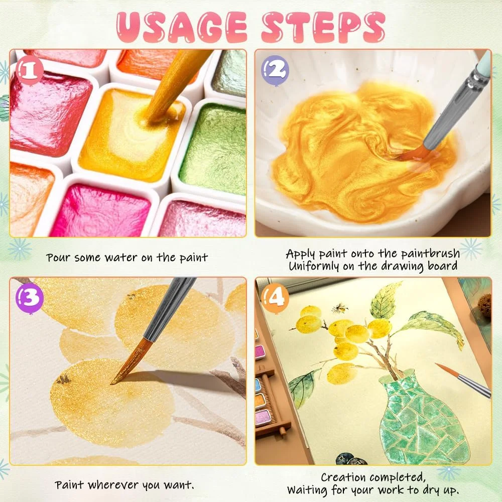 مجموعة طلاء زيتي صغيرة بألوان مائية لؤلؤية مكونة من 20 لونًا - ألوان نابضة بالحياة وطويلة الأمد، مناسبة للرسم الصيني