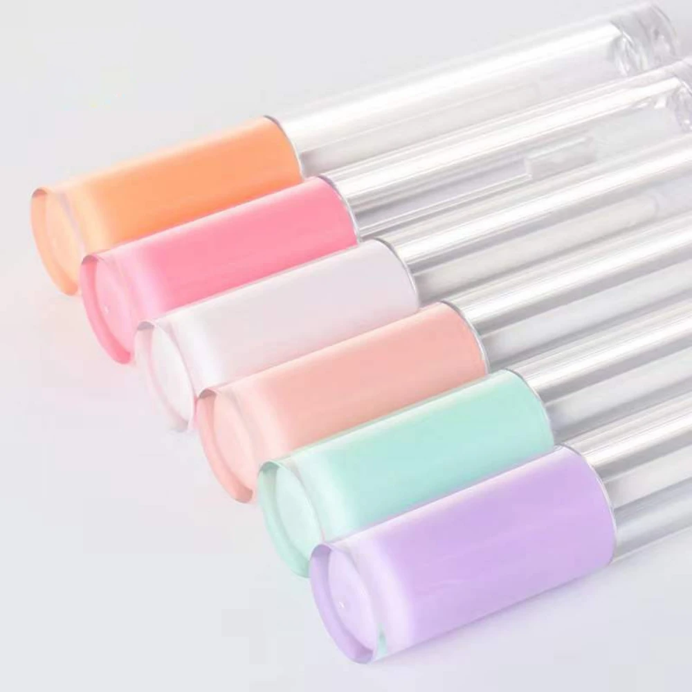 5ml Fashion Empty Round Lip Gloss Tubes Refillable Lip Glaze Bottles With Colorful Cap DIY Lipgloss Wand Tube Comestic Container