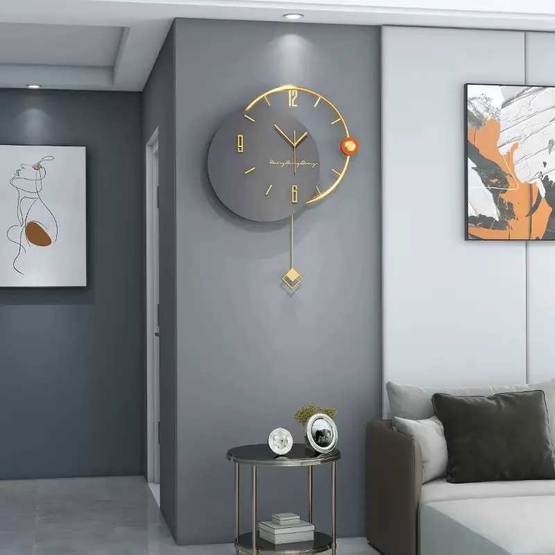 

Luxury Clock Living Room High-end Feel Simple Home Decoration Silent Clock No Punching Creative Clock Hanging On the Wall