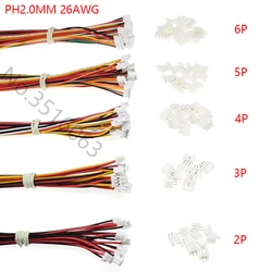 10Sets Mini Micro JST 2.0 PH Male Female Connector 2/3/4/5/6/7/8/9/10-Pin Plug With terminal Wires Cables Socket 200MM 26AWG