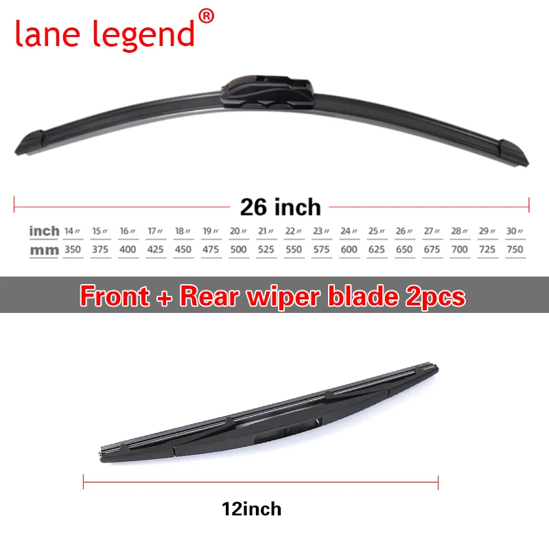 Car Wiper Front & Rear Wiper Blades Set Kit For Peugeot 107 2005 - 2014 Windshield Windscreen Window Car Rain Brush 26\