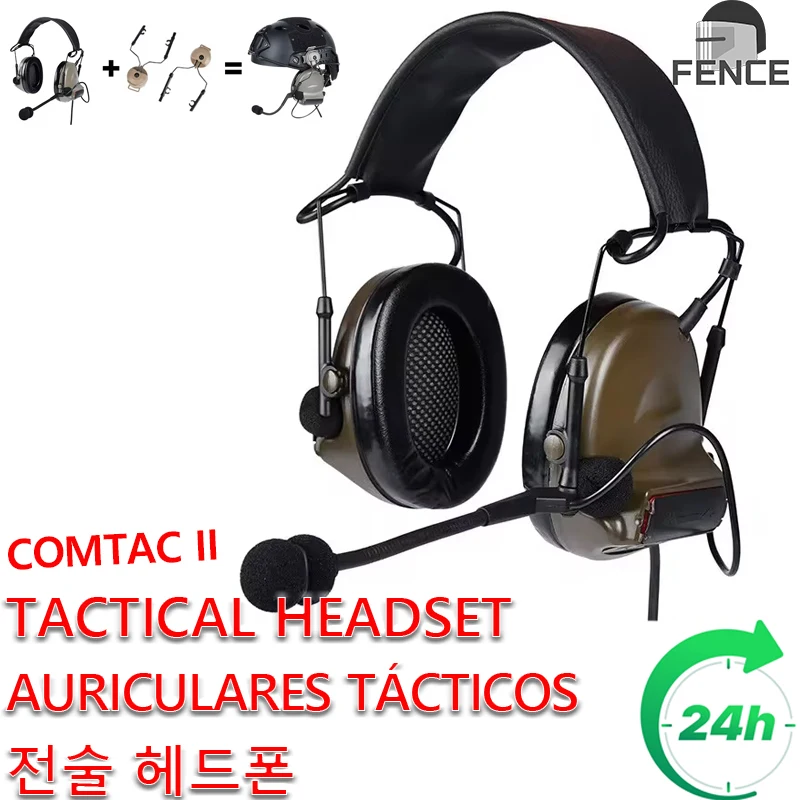 WADSN-auriculares tácticos C2 Comtac II, cascos con micrófono CS, orejera, protección auditiva, accesorios airsoft