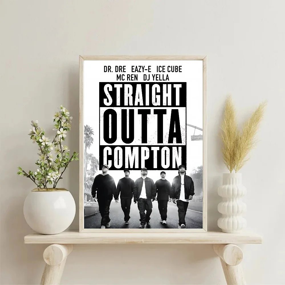 1 قطعة NWA الهيب هوب مغني الراب مستقيم Outta كومبتون المشارك ذاتية اللصق الفن ورق مقاوم للماء ملصق مقهى بار غرفة جدار ديكور #6