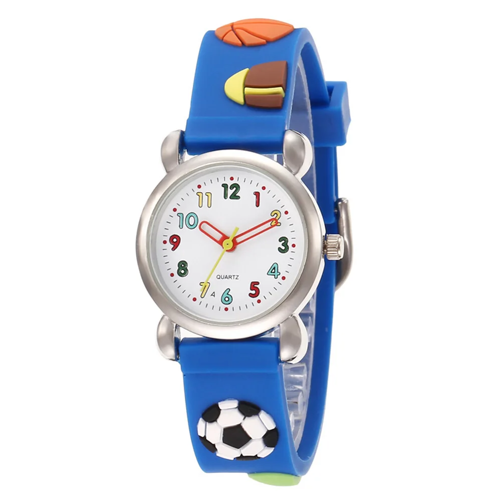 

Football Watch Toy Birthday Gift Durable Pvc Strap Elastic Cartoon Pattern Roman Numbers Teaching Tool Adjustable Safe