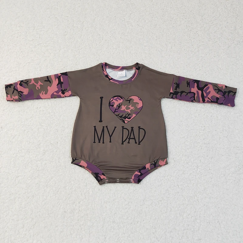 

Newborn I Love Dad Camo Bubble Long Sleeves Romper Baby Girl Jumpsuit Kid Bummie Toddler One-piece Father's Day Clothes