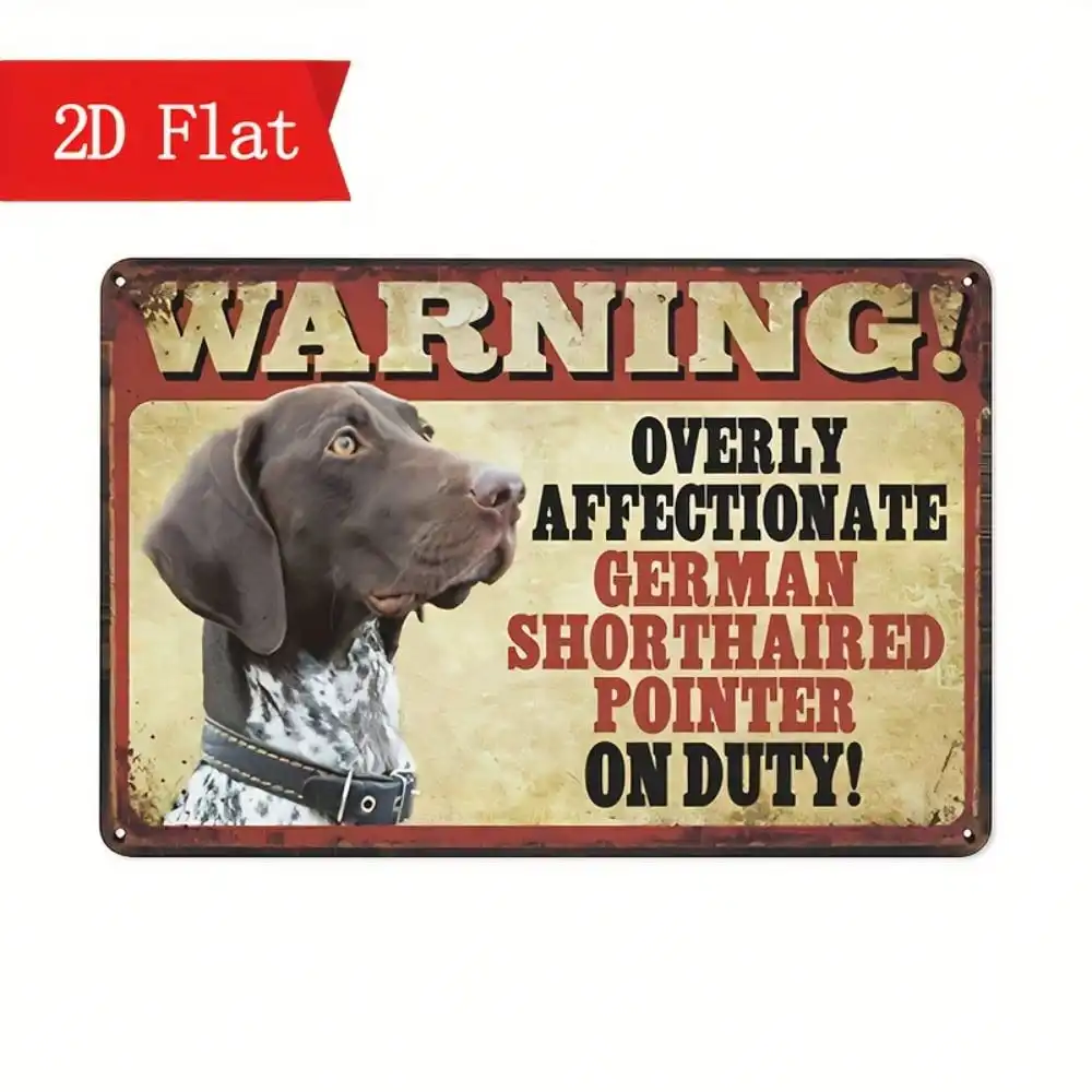 Arte Metálico de Pared Vintage con Diseño de Perro Pointer Alemán de Pelo Corto, Letrero Decorativo Divertido de Advertencia de Perros para el Hogar o Bar