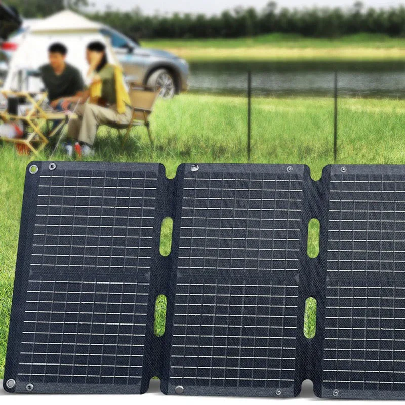 Waterproof ETFE 60W Foldable Portable Solar Panel Charger with USB DC Type-C for Outdoor Camping Solar Battery Charger 5V 18V