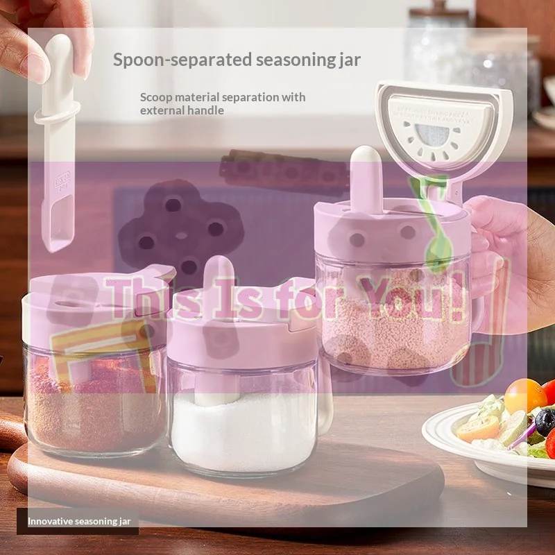 【MA】Contenants à épices en verre hermétiques avec cuillère, organiseur de condiments avec couvercle pour comptoir de cuisine et armoire de rangement
