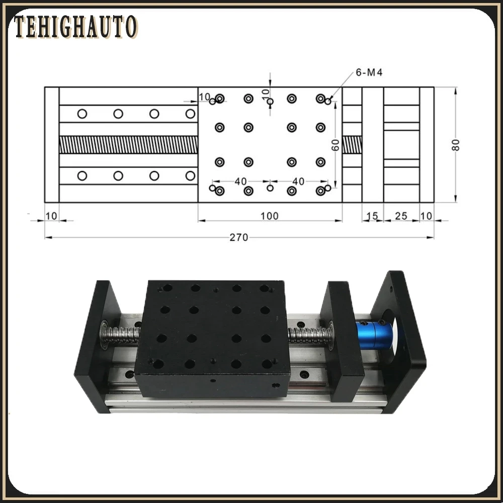 Carril guía lineal cuadrado doble de etapa de movimiento, 4 Uds., deslizadores, tornillo de bola SFU 1204/1605/1610, Motor paso a paso Nema 23, carrera de 100-500mm