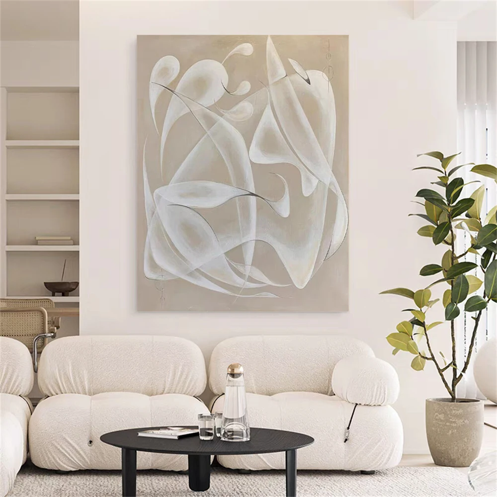 Blue Flower Palette Knife Hand Painted Oil Painting Colorful Rose Flower Abstract Art Home Living Room Canvas Wall Decor Picture