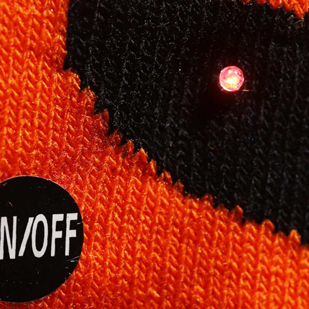 

Halloween Glowing Knitted Beanie Pumpkin Hat Unique Lighted Cap for Party Costume Nightclub Kids Long-Lasting Decor