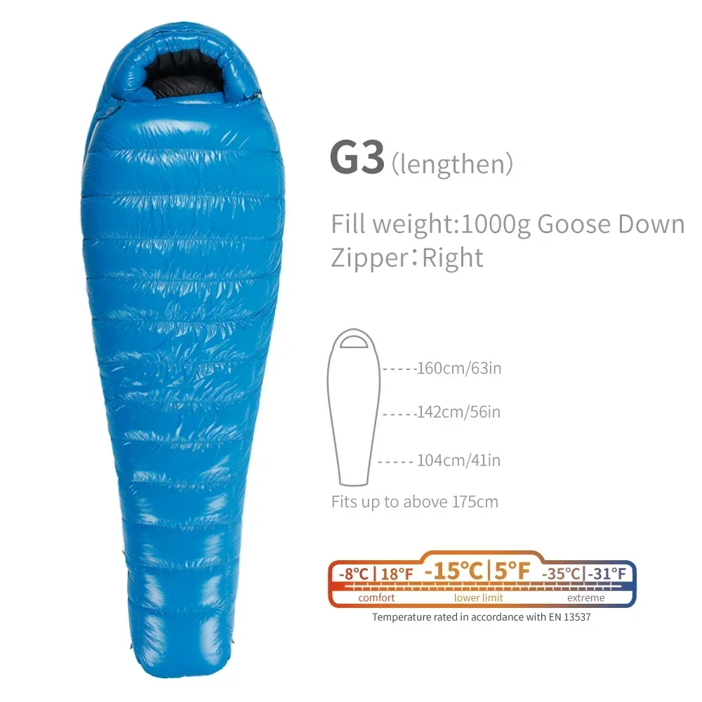 AEGISMAX G3 -15 Degree 800FP Goose Down Sleeping Bag Ultralight Outdoor Camping Hiking Sleeping Bag for Men & Women