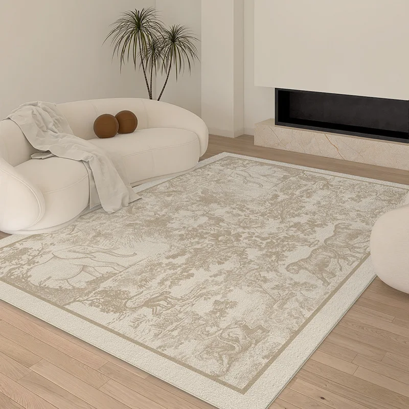 French Style Vintage Living Room Rugs and Carpet Minimalist Home Large Non-slip Rug for Bedroom Decor Soft Floor Carpet Sofa Mat