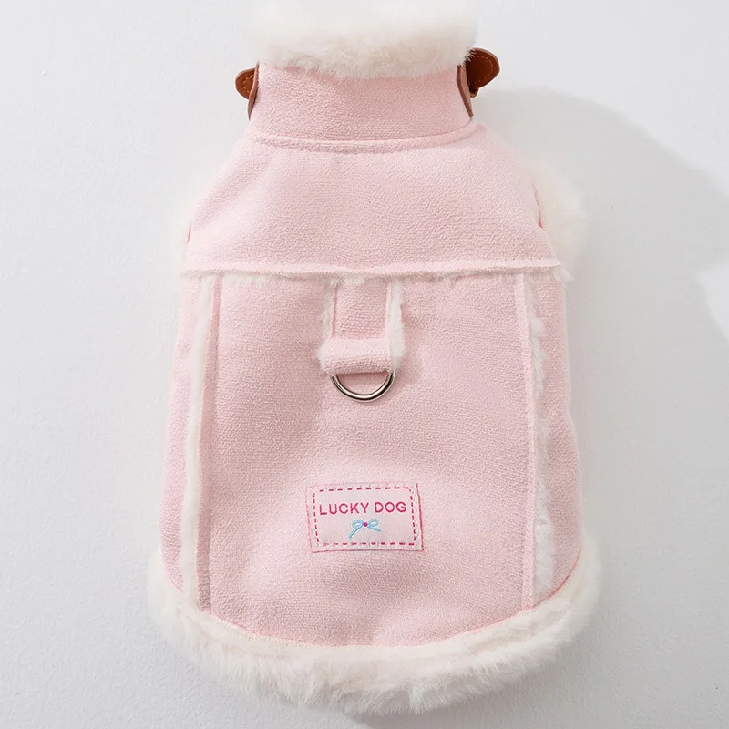 Thickened Dog Coat with Winter Fleece Lining Pet Cotton Jacket for Small to Medium Dogs Warm Two-Legged Clothes