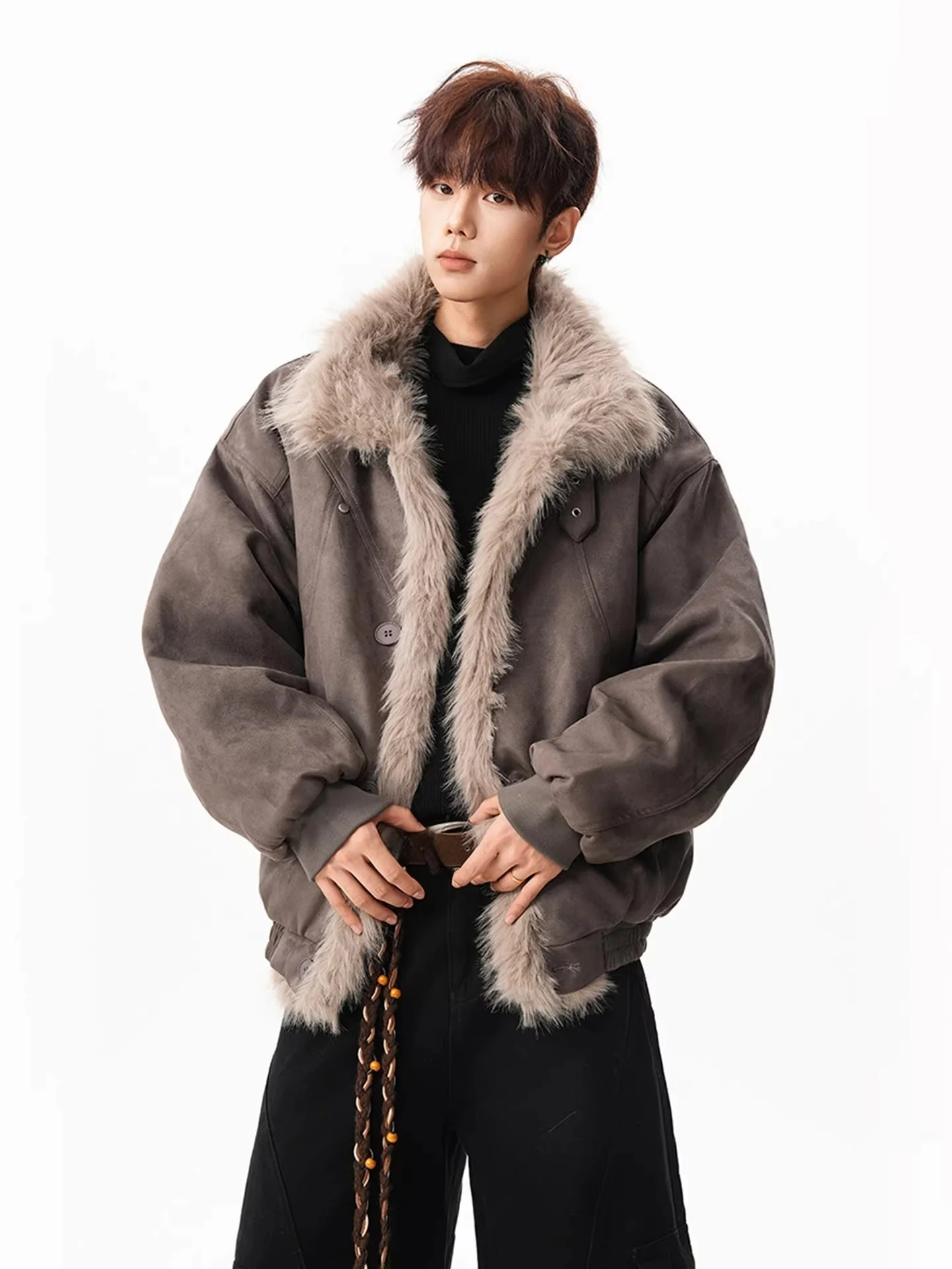 

Ретро-куртка в американском стиле из утолщенного хлопка с меховым воротником для мужчин и женщин, очень теплая зимняя верхняя одежда, повседневный стиль для отдыха