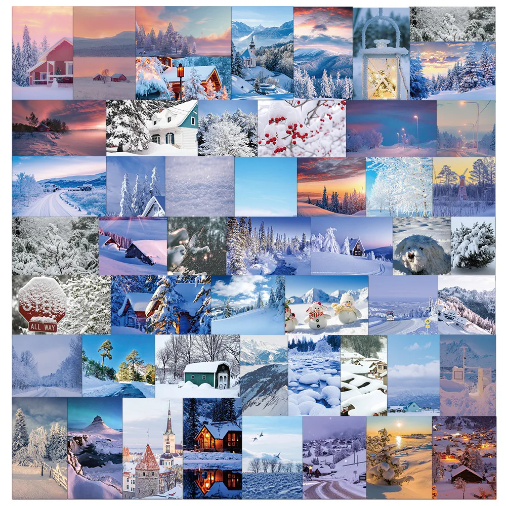 10/30/50PCS Non-repetitive Beautiful Snow Scene Graffiti Personality Trend Guitar Decoration Sticker Computer Sticker Wholesale