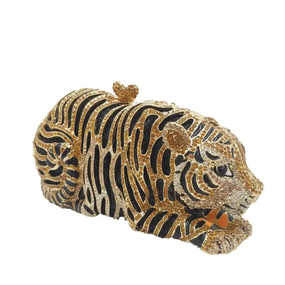 Tigre de Ouro Embreagem Para Mulheres, Bolsa De Casamento De Diamante, Bolsa De Noiva, Jantar, Minaudiere Sacos De Noite, Boutique FG, Em estoque